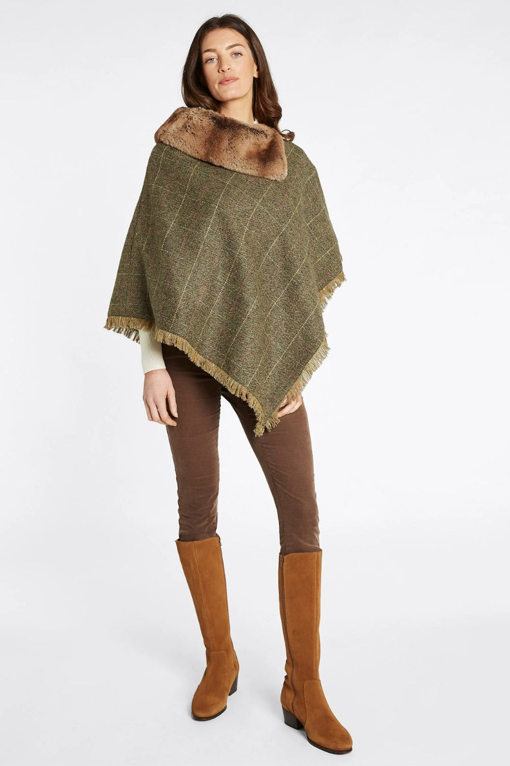 Silverfir Women's Tweed Poncho - Thistle