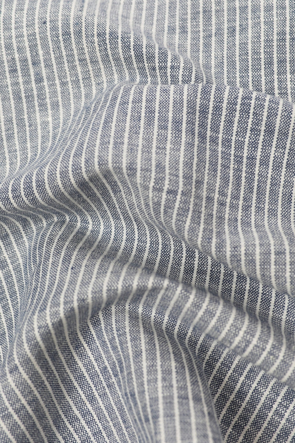 Grandpa Collar Shirt - Fine Blue Stripe