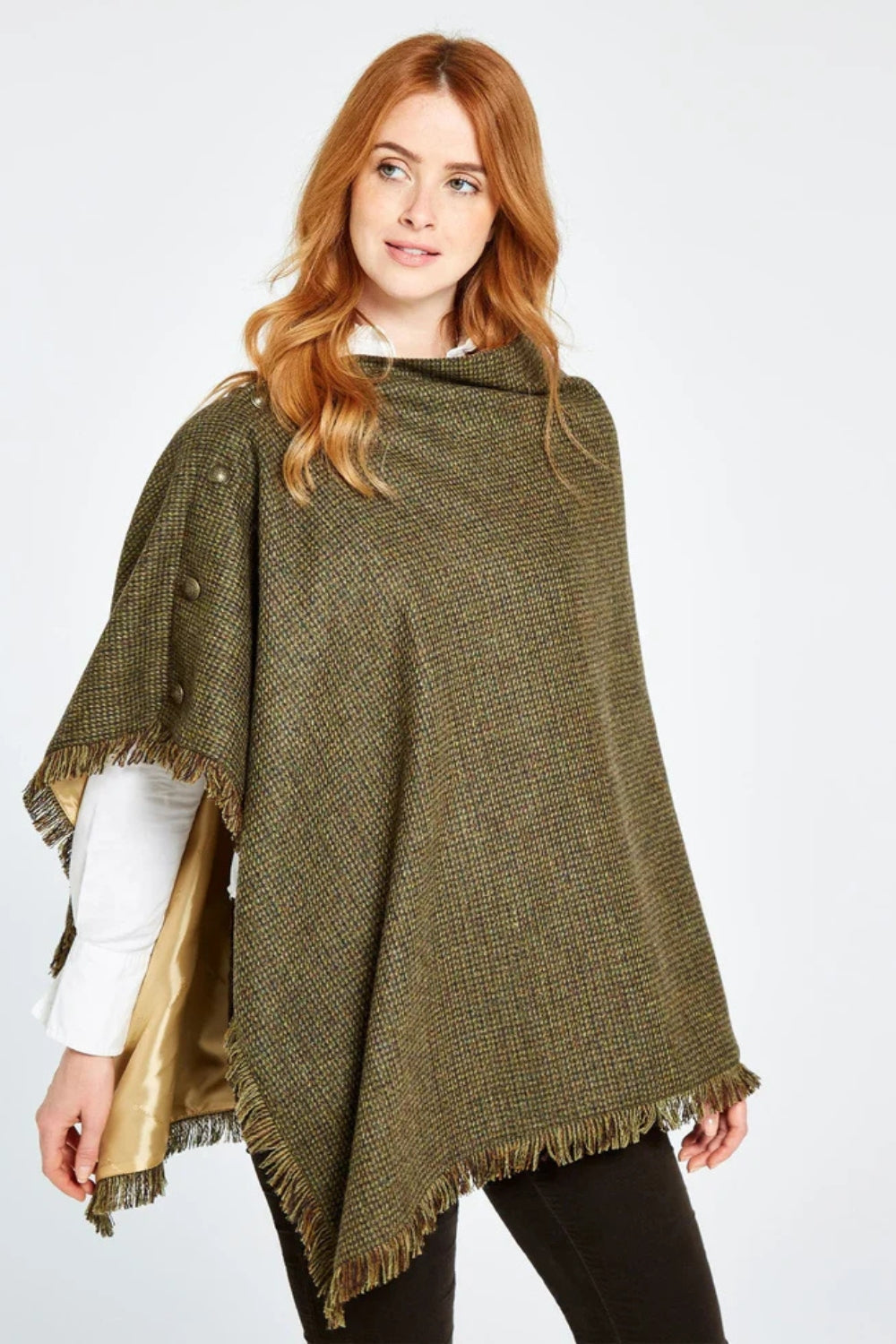 Hazelwood Tweed Poncho - Heath