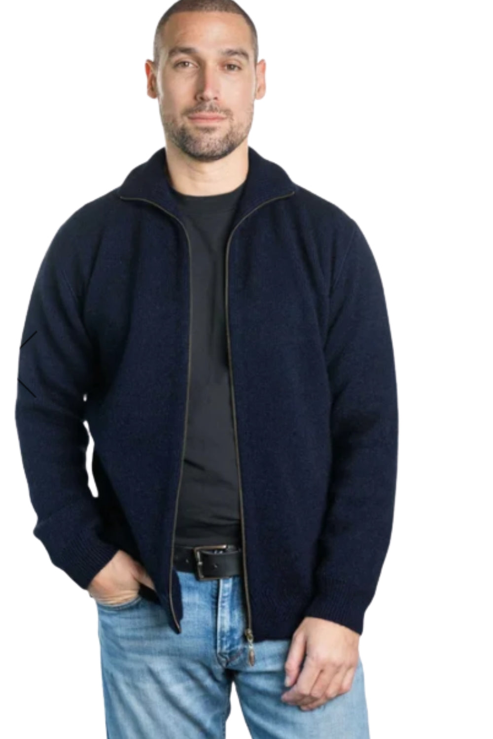 Mens Zip Thru Collared Jacket - Navy