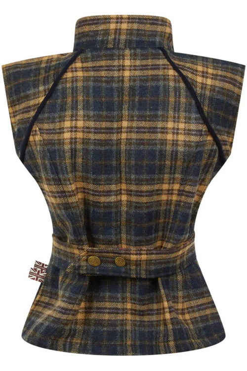 Burghley Zipped Gilet -  Navy Check