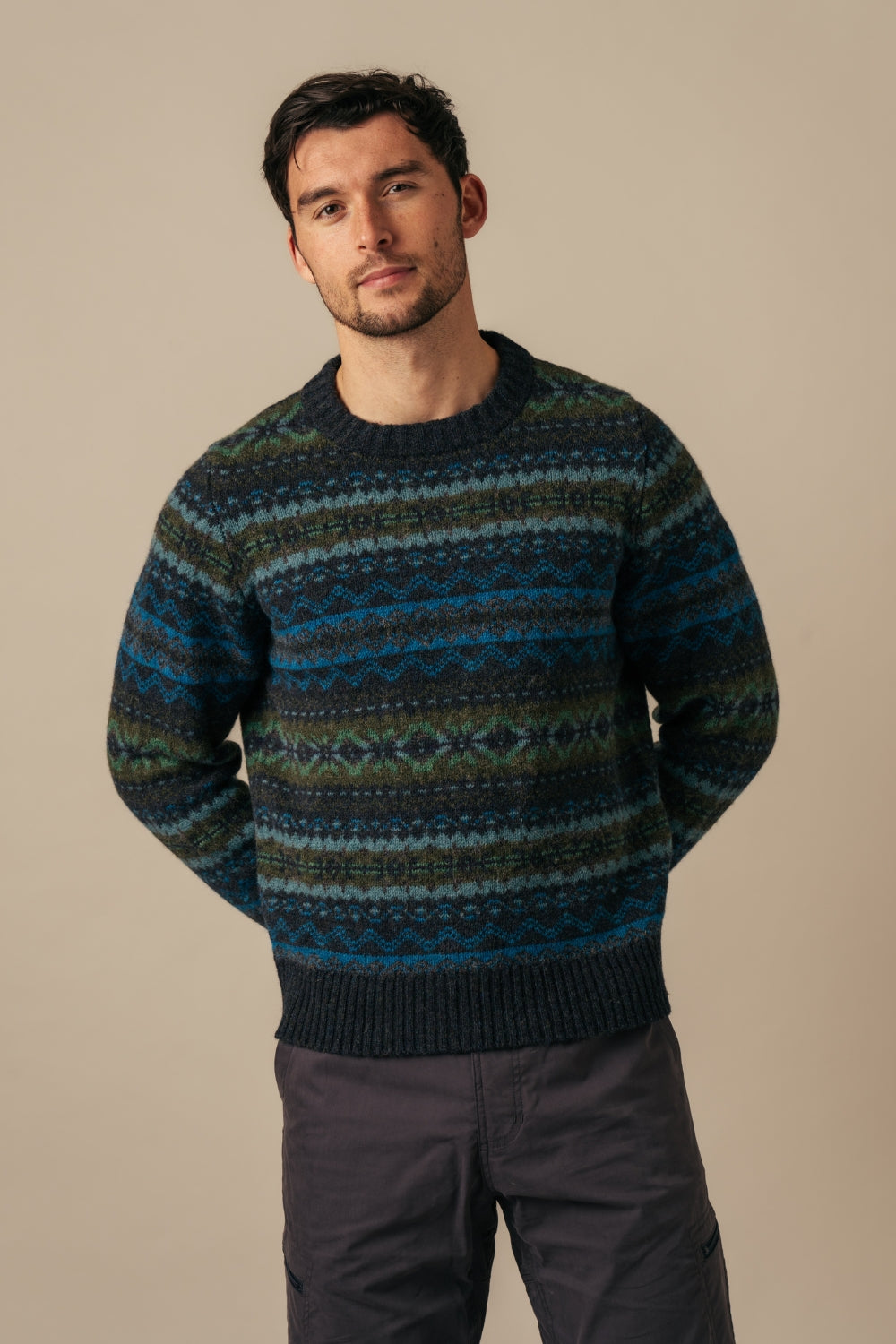 Brodie Fairisle Rib Sweater - Kingfisher