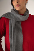 Ripple Scarf - Possum, Merino & Silk - Granite