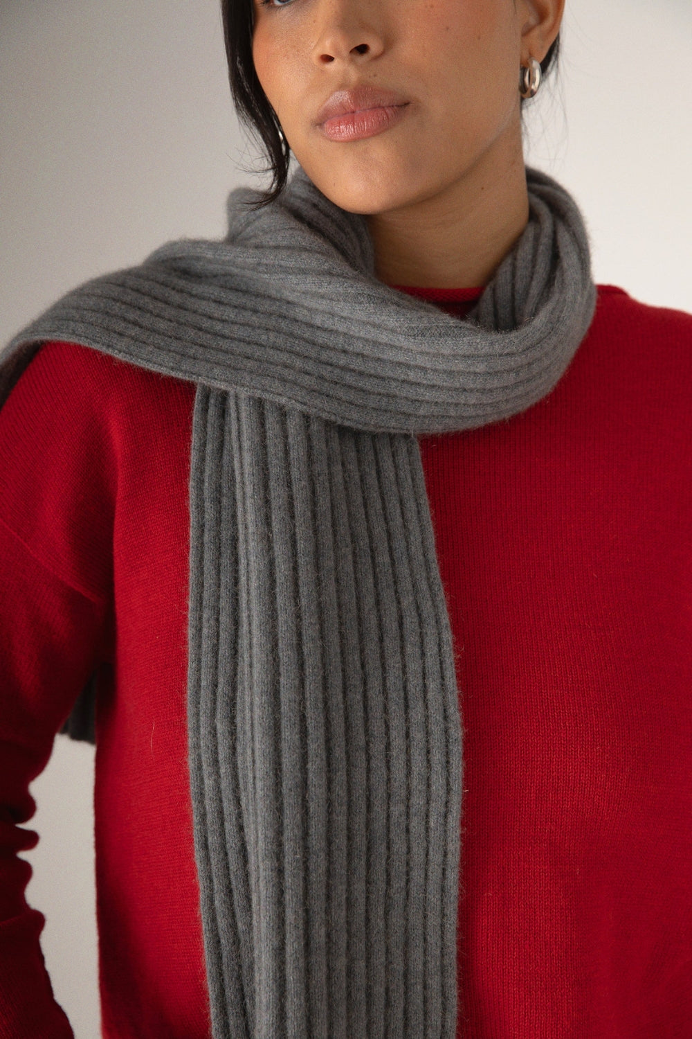 Ripple Scarf - Possum, Merino & Silk - Granite