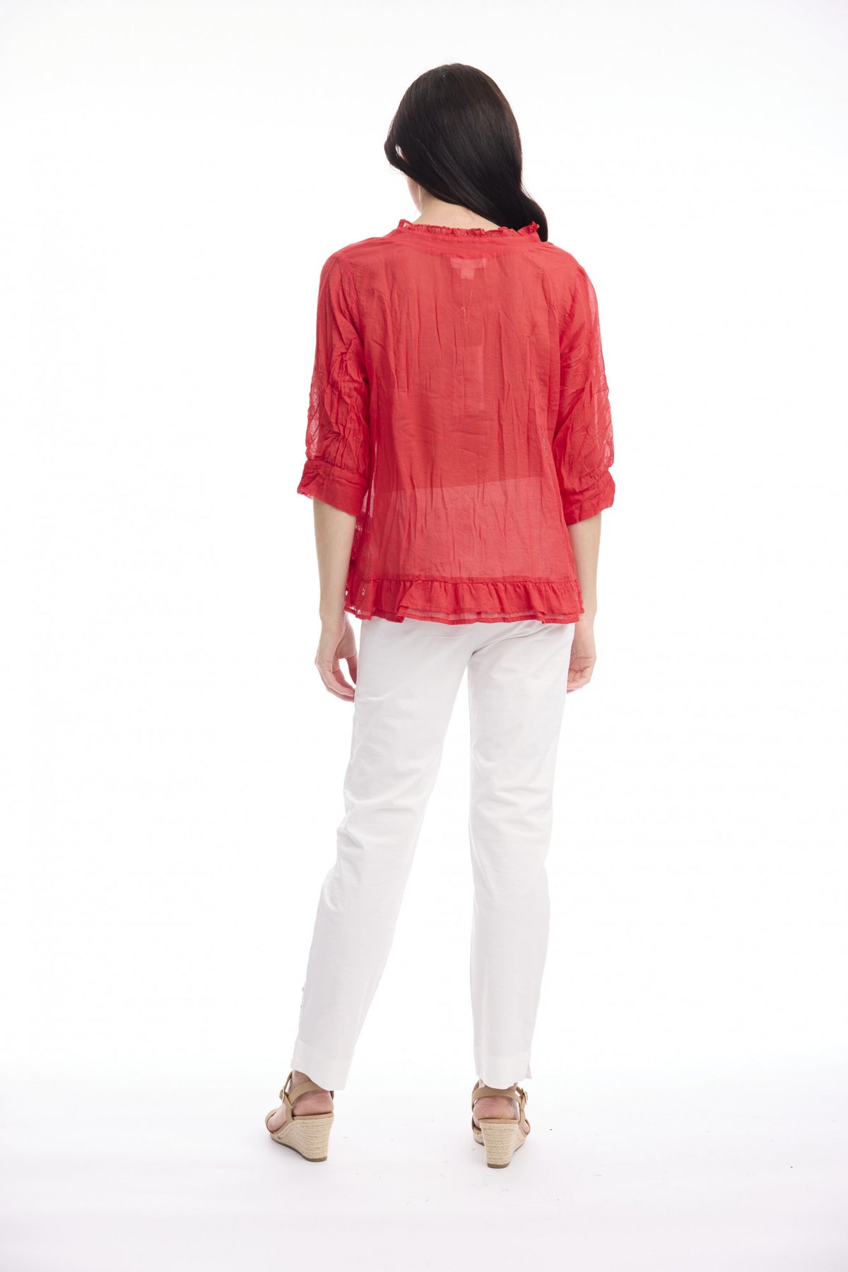 Cotton Gauze Button-through - Red