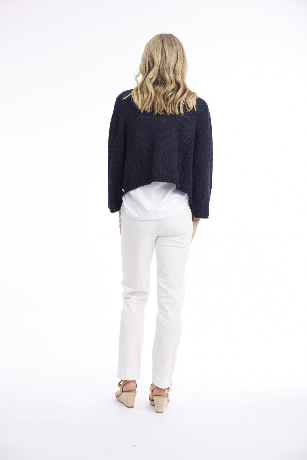Orientique Knit Tie Shrug - Navy