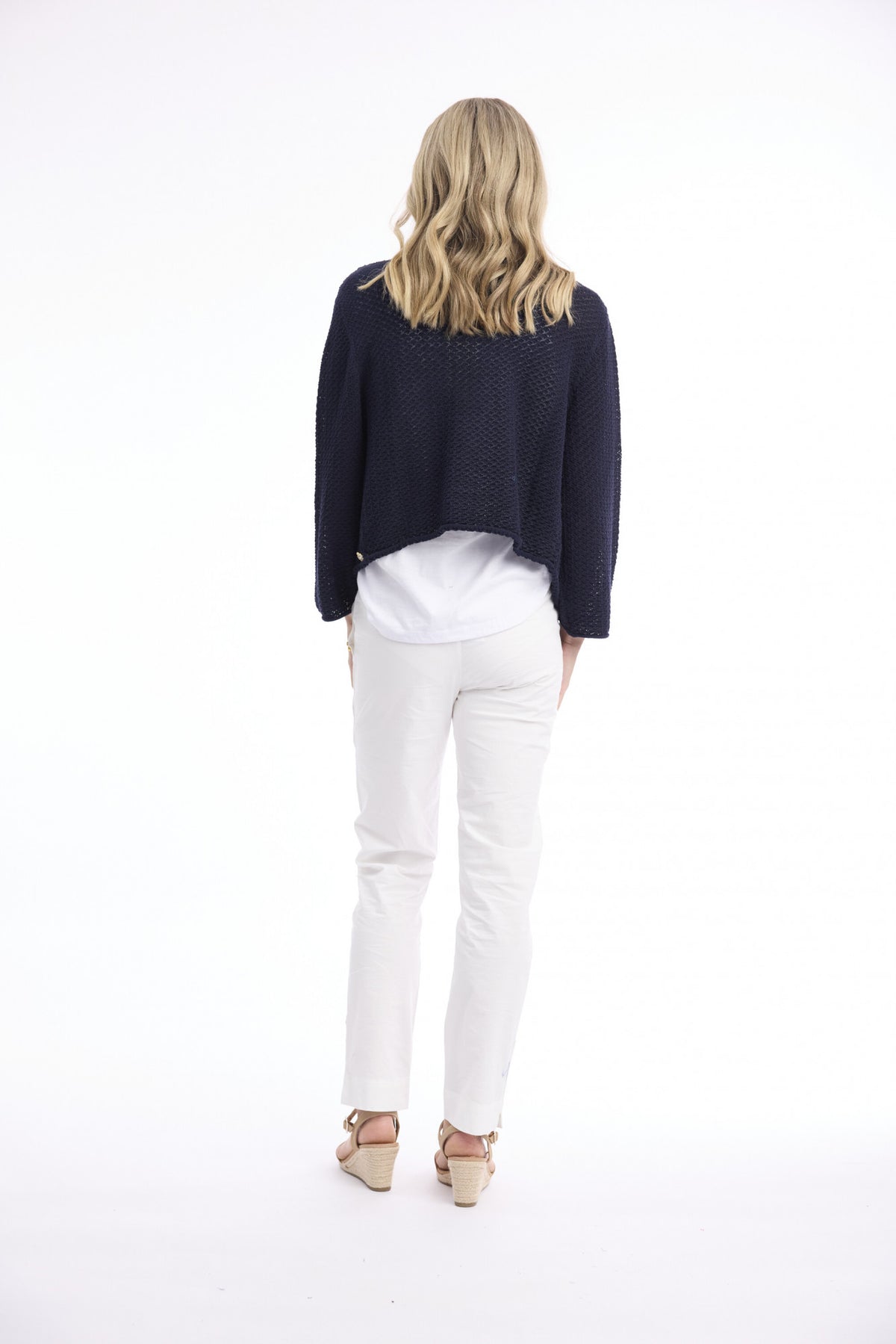 Orientique Knit Tie Shrug - Navy