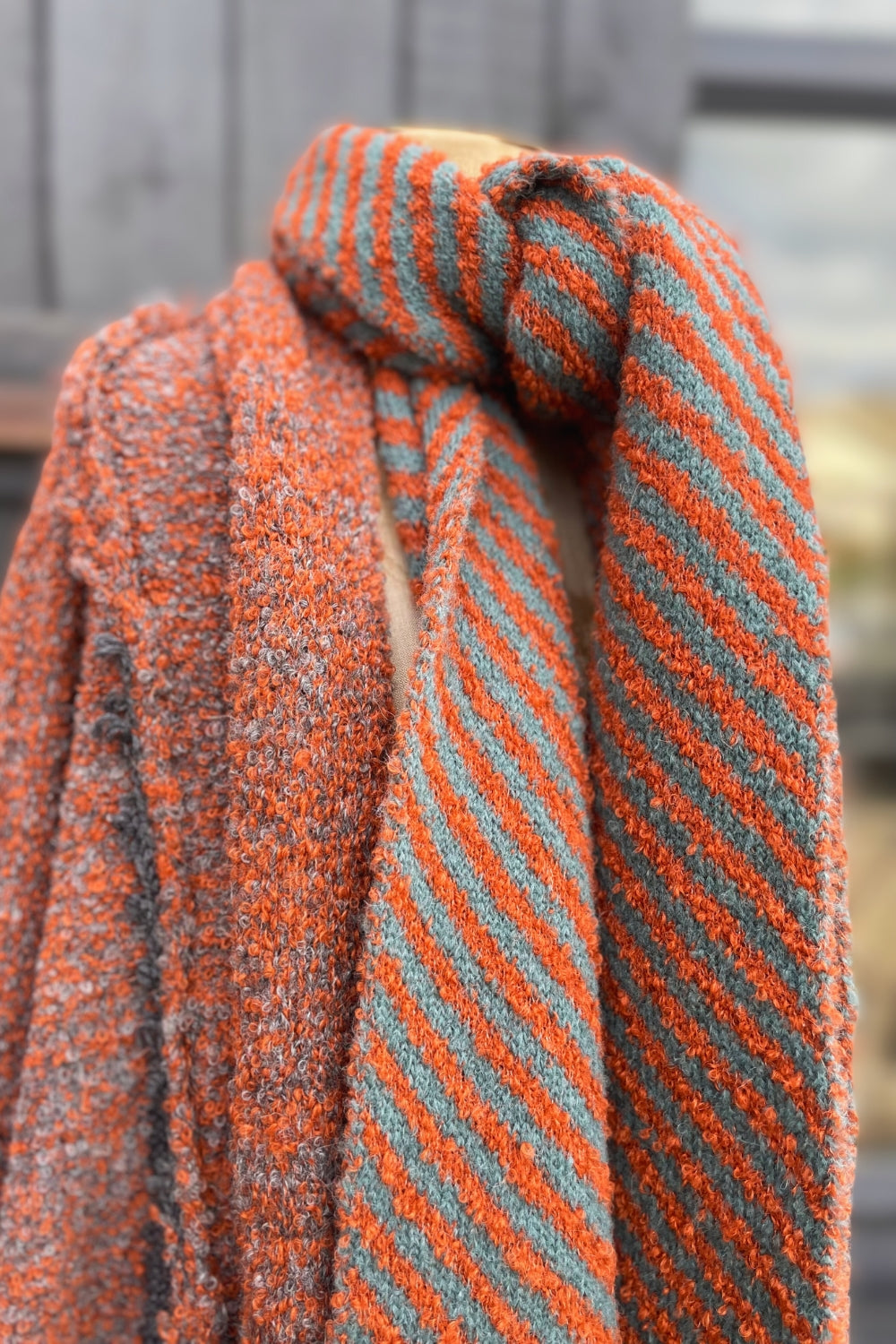 Two Tone Chevron Scarf - Rust/Turquoise