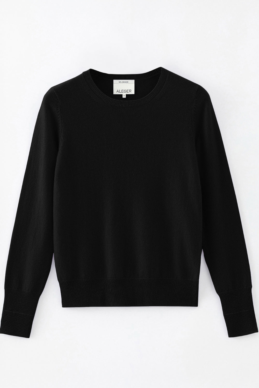 Pure Cashmere Slim Fit Crew - Black
