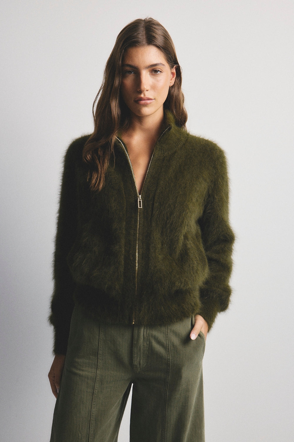 Felix Zip Up Bomber - Moss