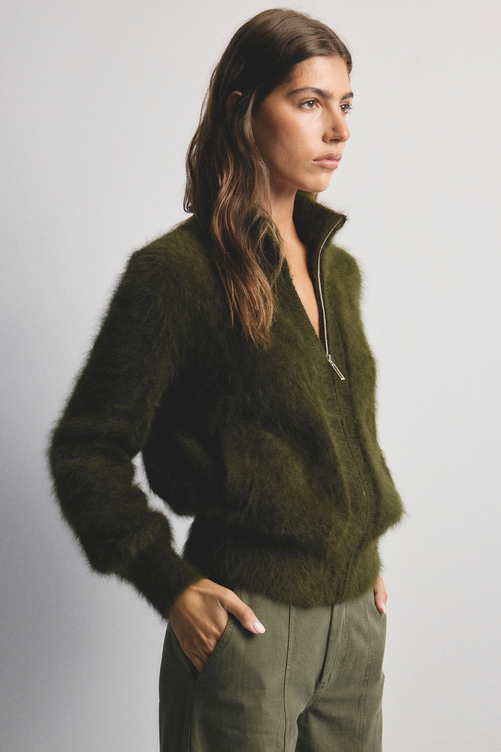 Felix Zip Up Bomber - Moss
