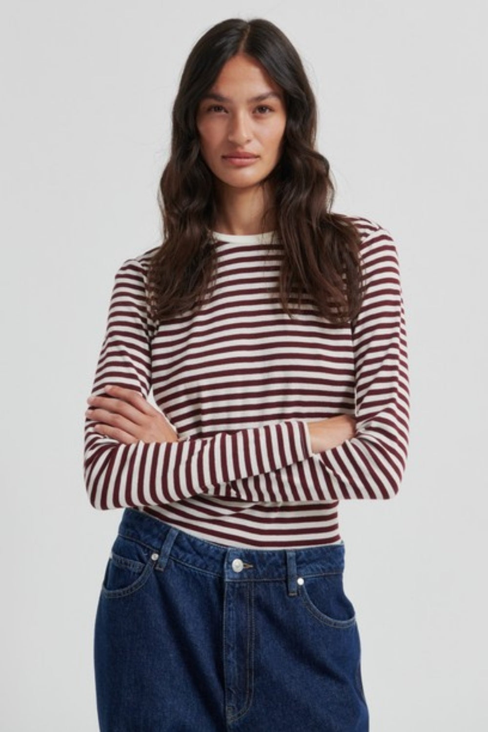 Alvida Long Sleeve Stipe Top - Fudge