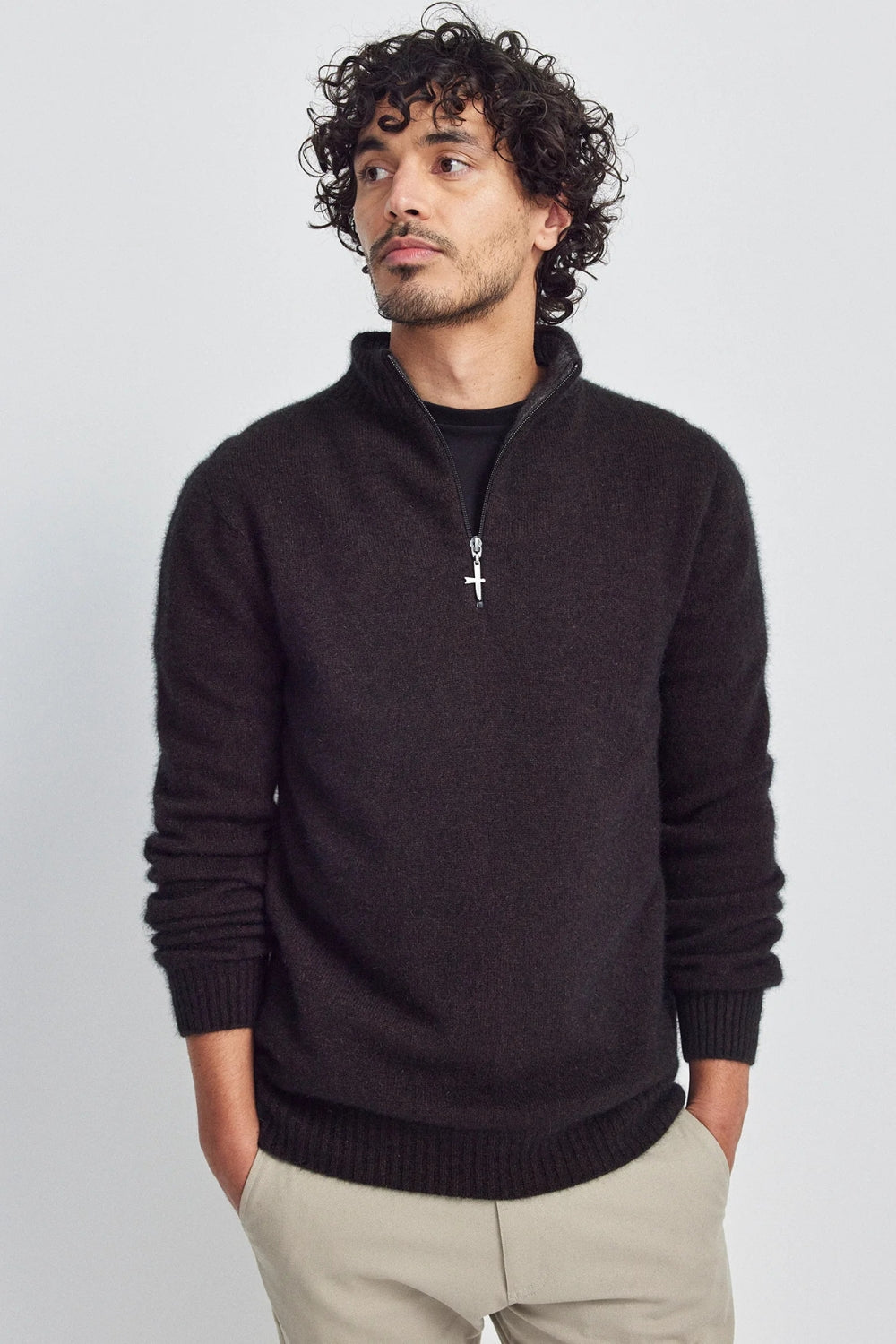Men's Estuary Half Zip Sweater - Chocolate/Slate