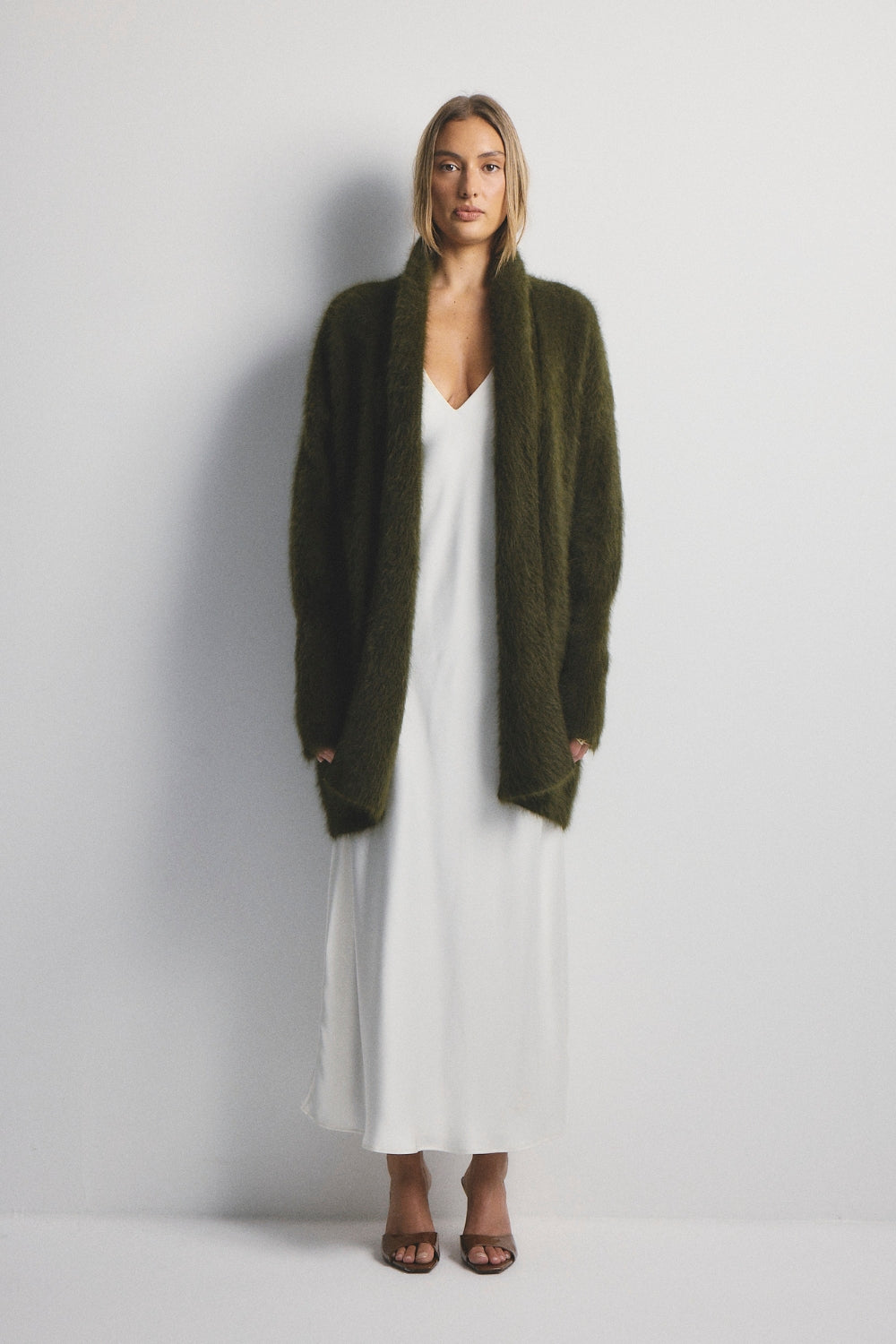 Sophia Open Cashmere Cardigan - Moss