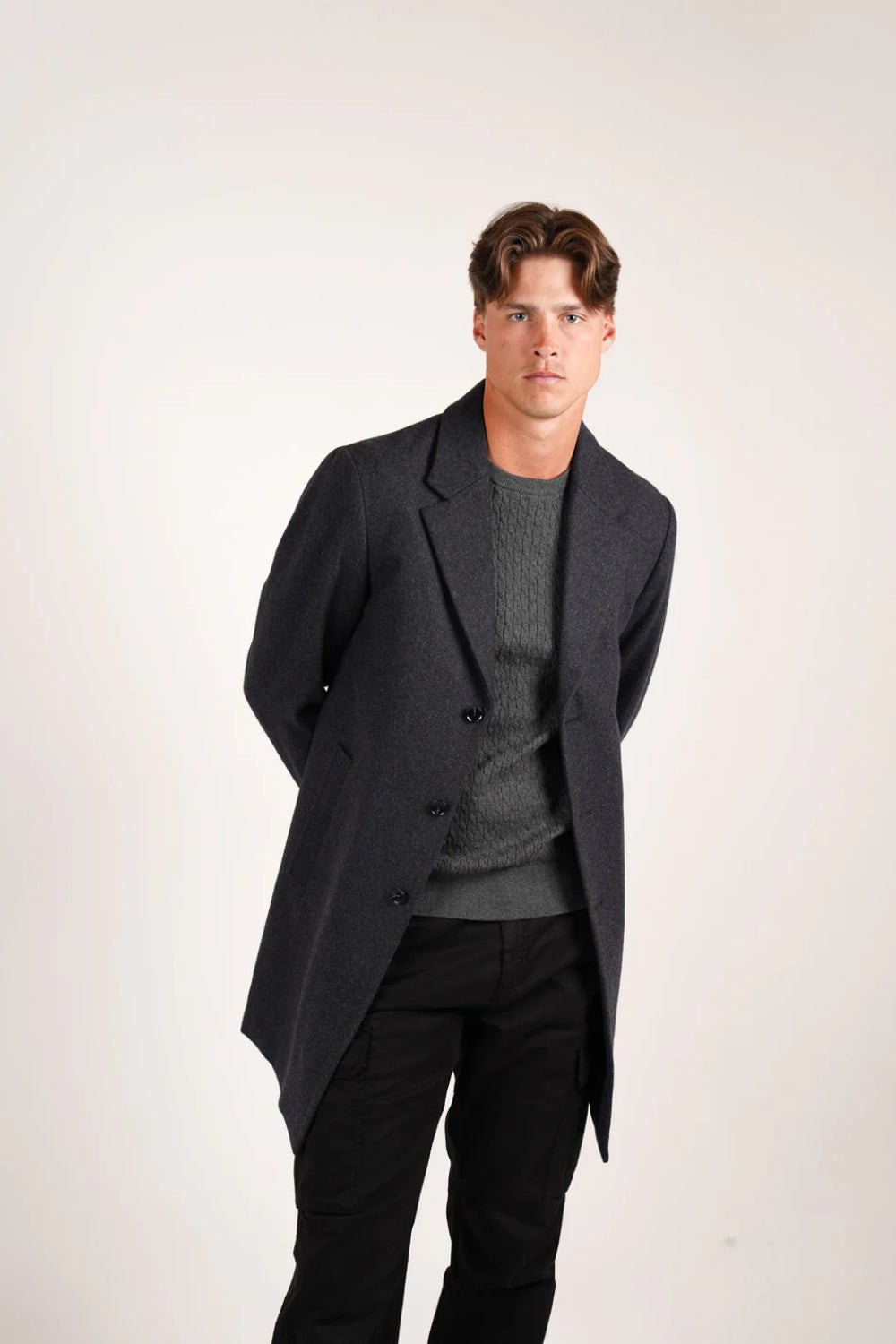 Padded Wool Coat - Charcoal Marle
