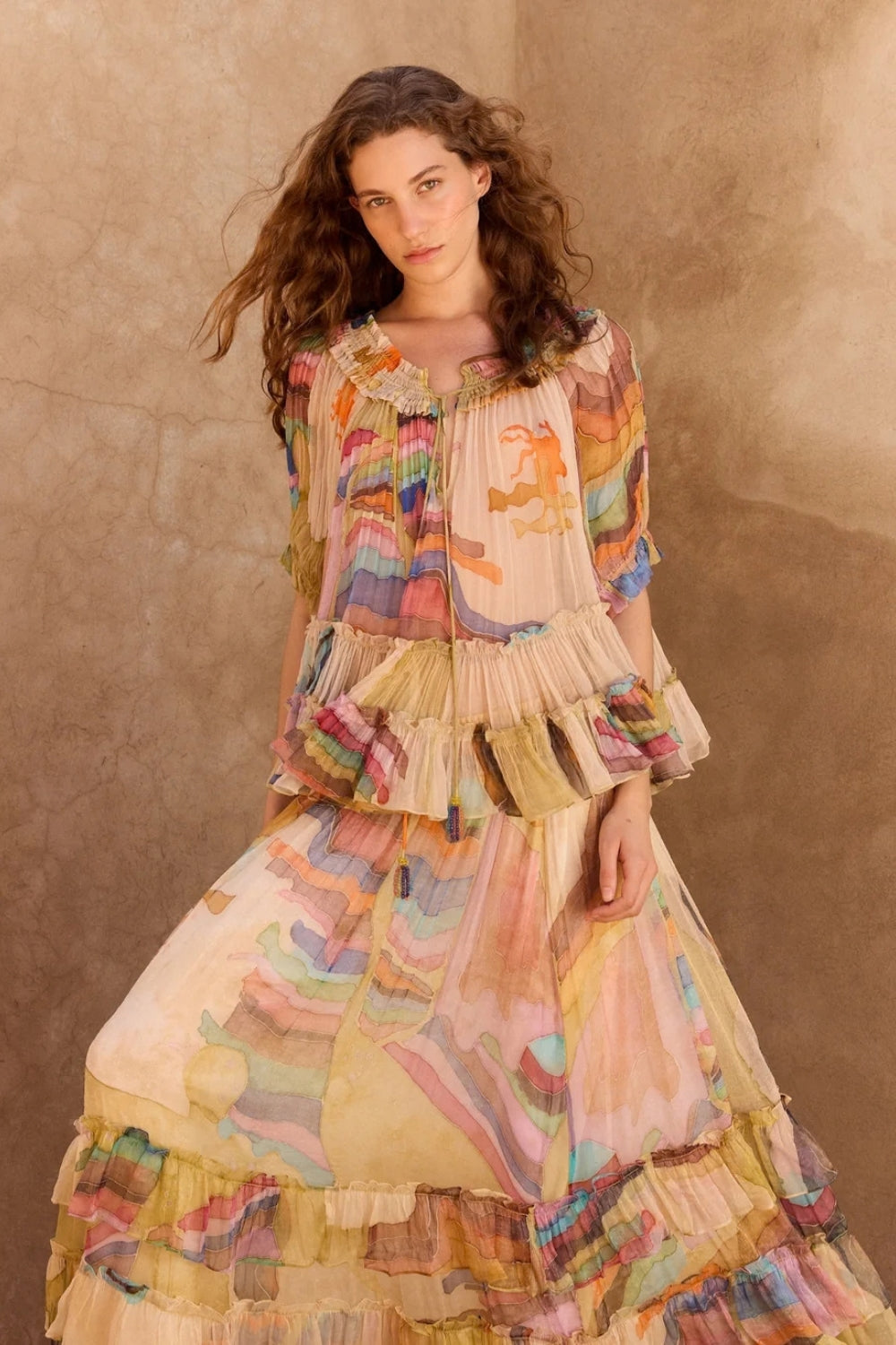 Malba Blouse 'Much More Joy' - Yellow Multi Colour