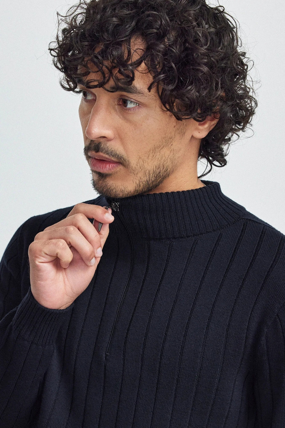 Finn Merino Zip Sweater - Deep Blue