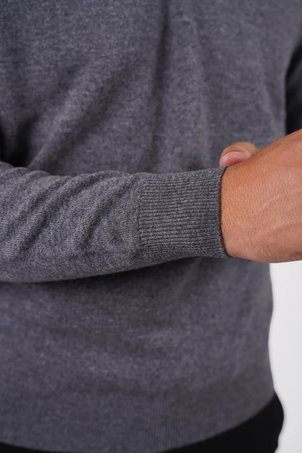Pure Merino Wool L/S Polo - Grey Marle