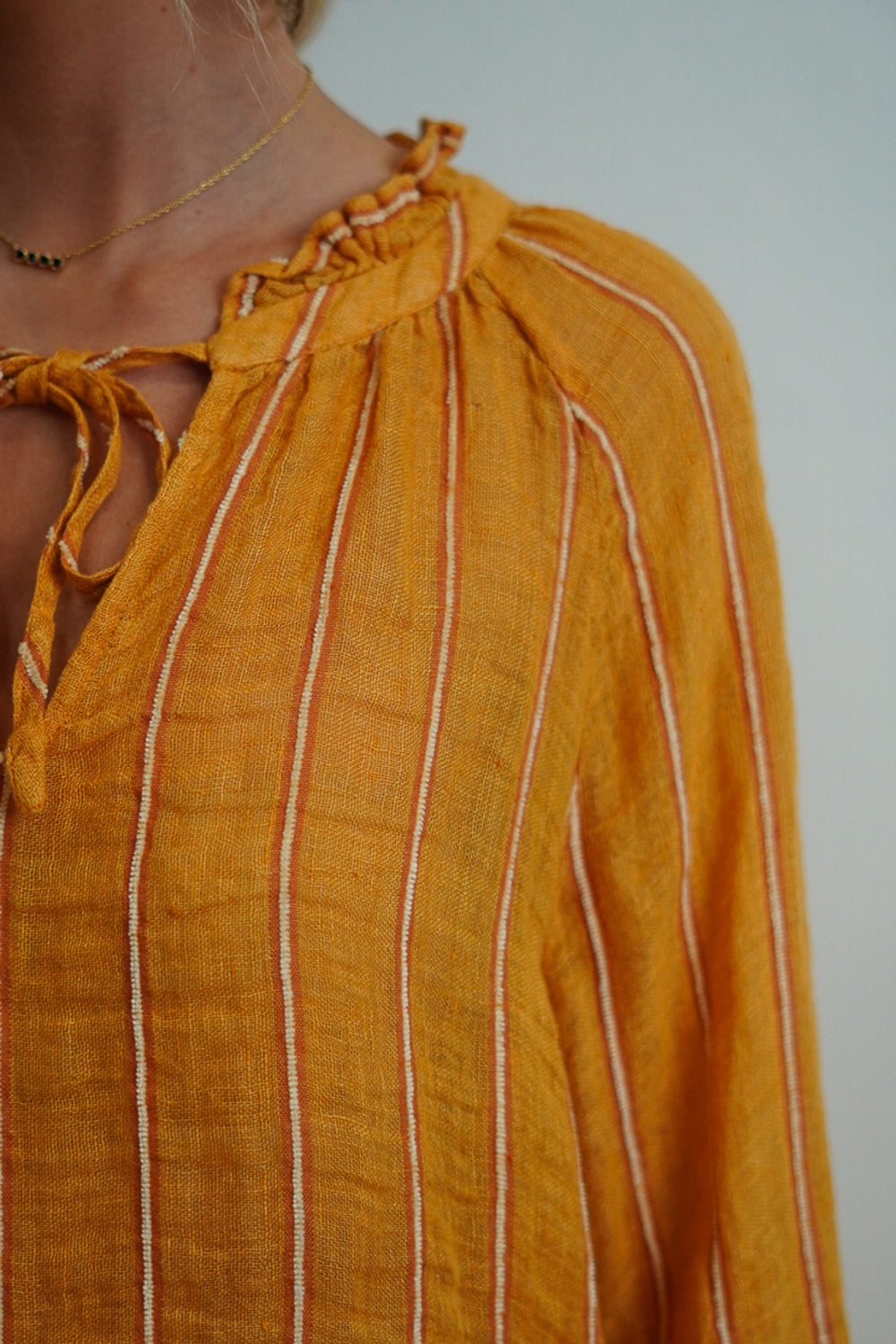 Sussana Top - Mustard & Velvet Stripe