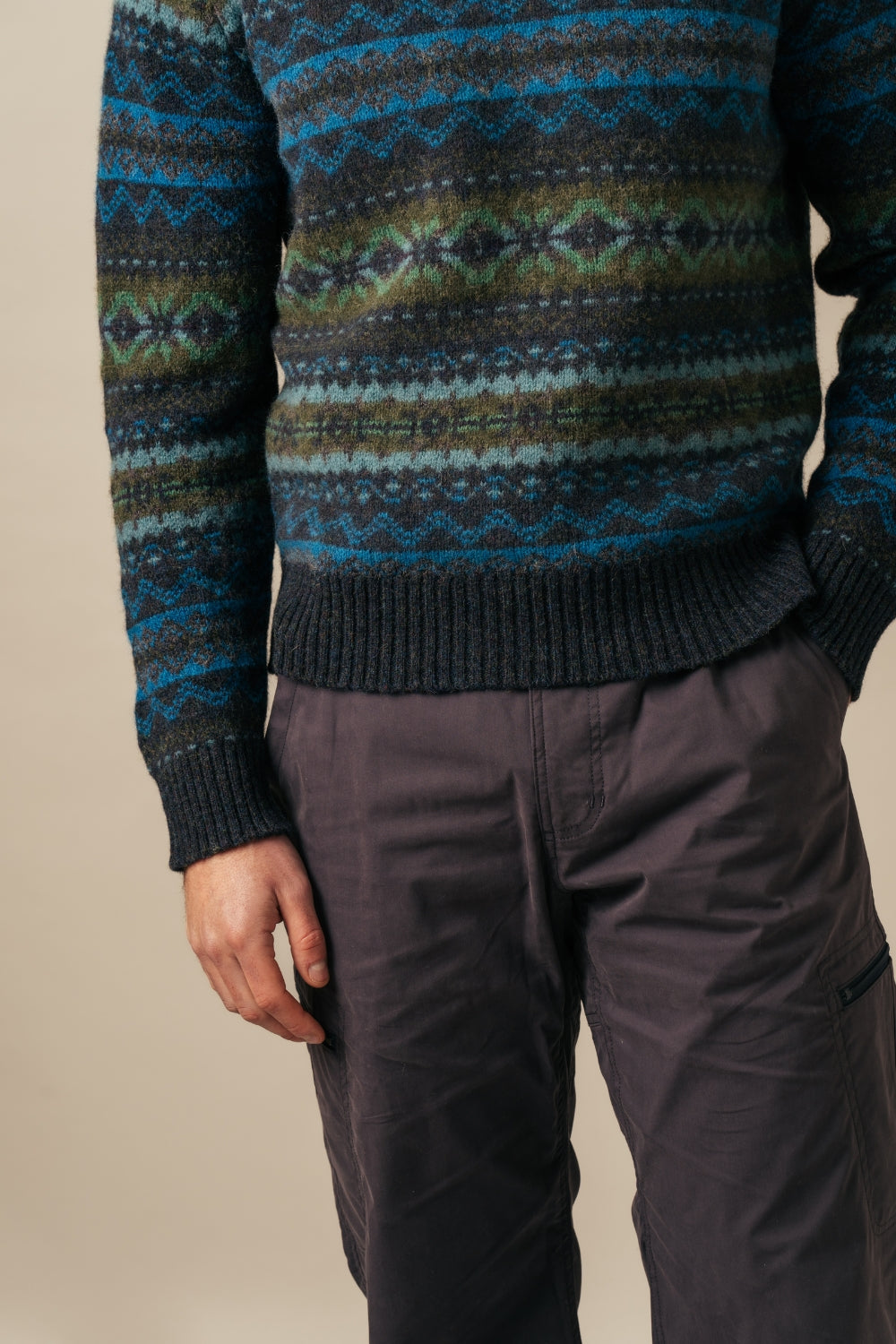 Brodie Fairisle Rib Sweater - Kingfisher