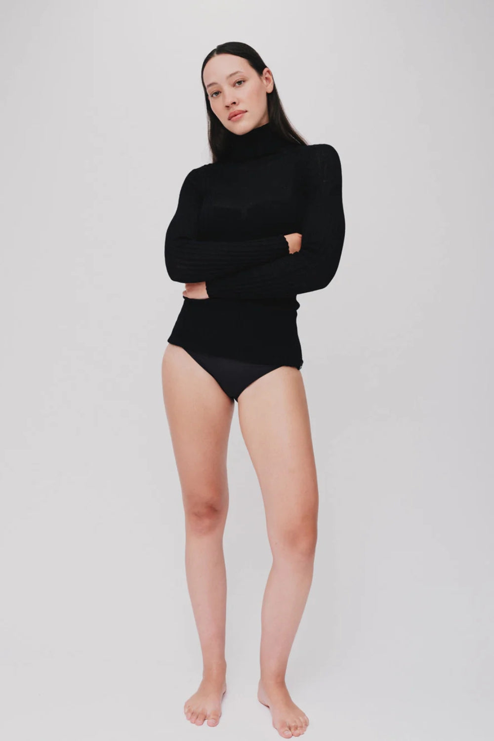 Merino Tulle Skivvy - Black