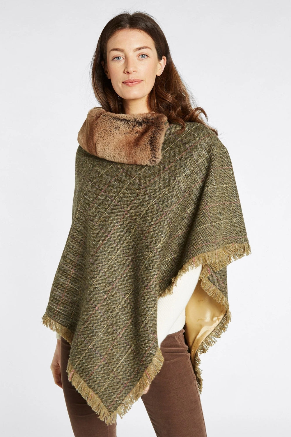 Silverfir Women's Tweed Poncho - Thistle