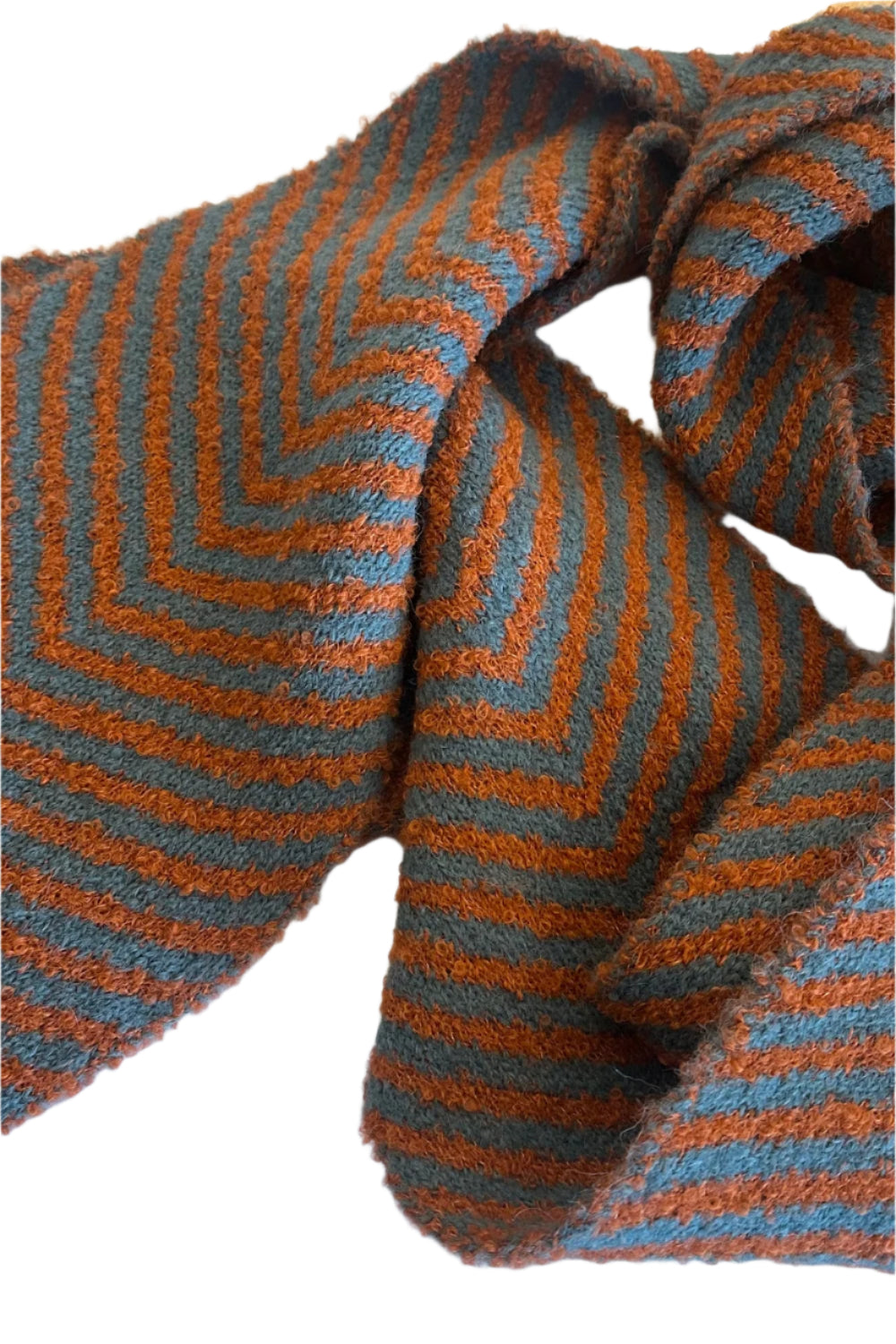 Chevron Alpaca Scarf - Burnt Orange/ Dusty Blue