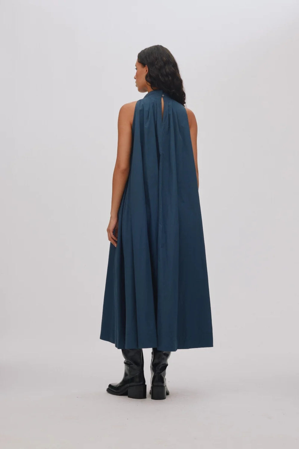 Annisa Poplin Dress - Navy