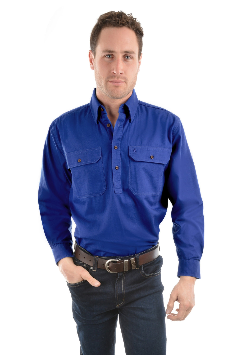 Unisex Light Drill Shirt Half Placket - Multiple Colours