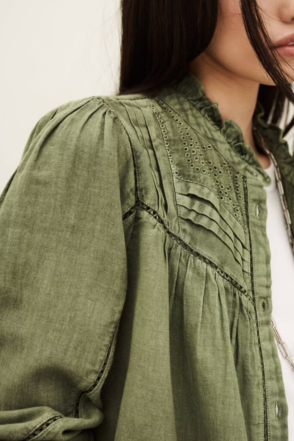 Gilda Embroidered Blouse - Green