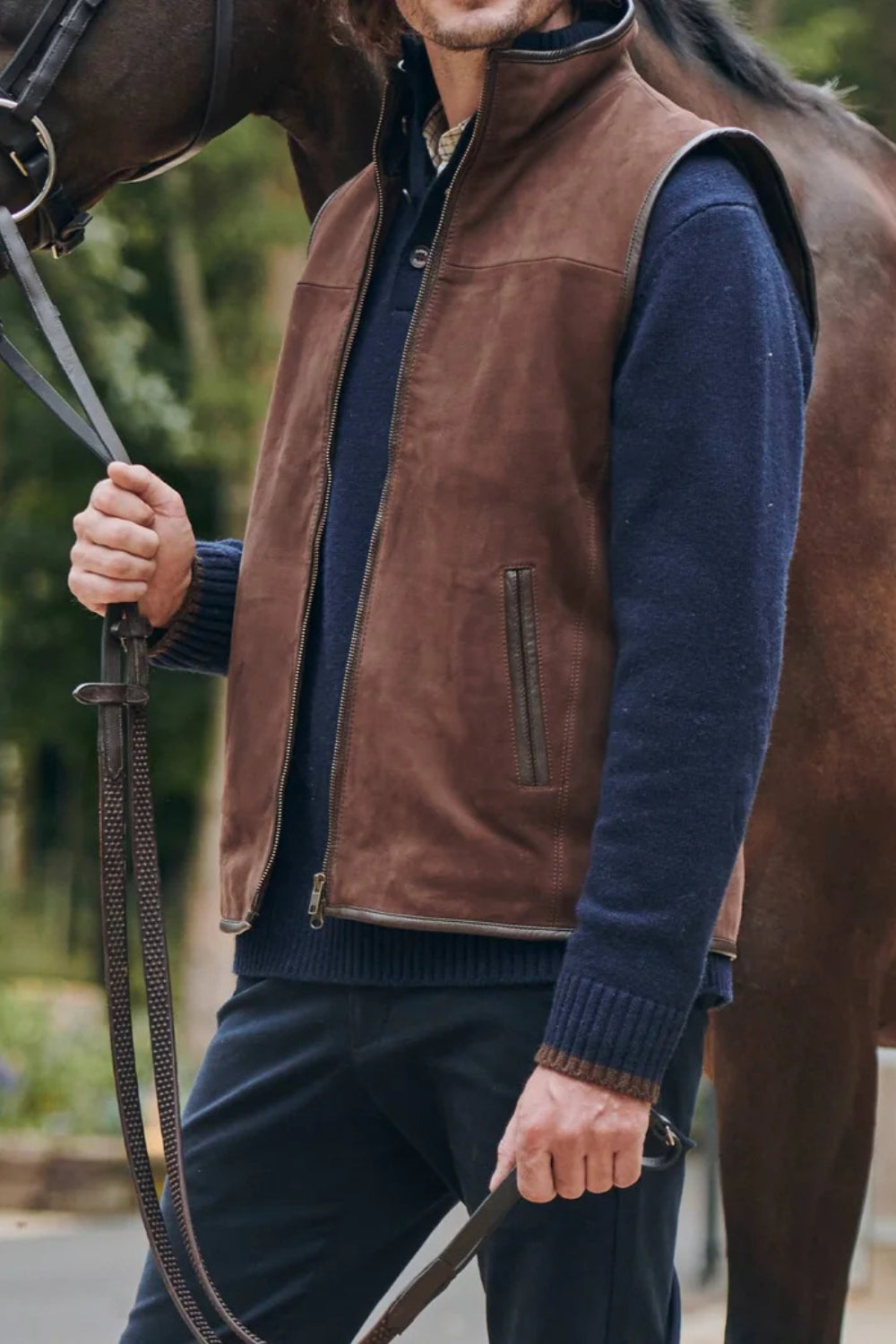 Dunhill Leather Gilet - Walnut