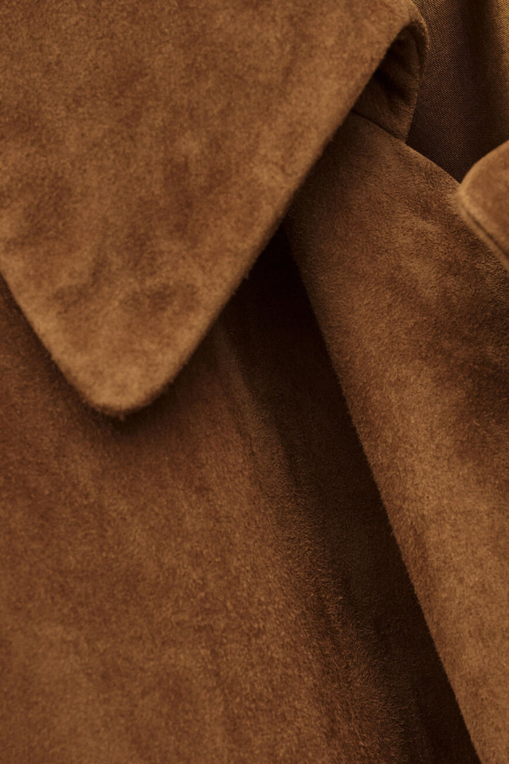 Matte Long Leather Coat - Camel