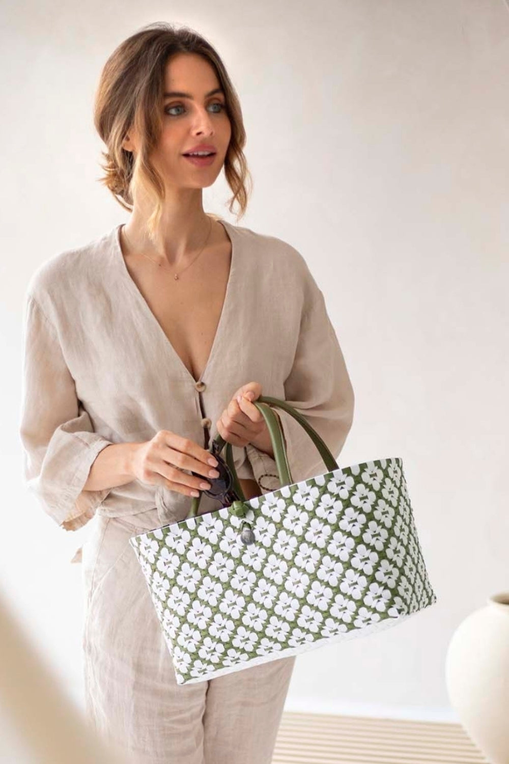 Mini Motif Bag - Olive & White