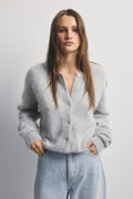Frankie Cashmere Crew Cardigan - Light Grey