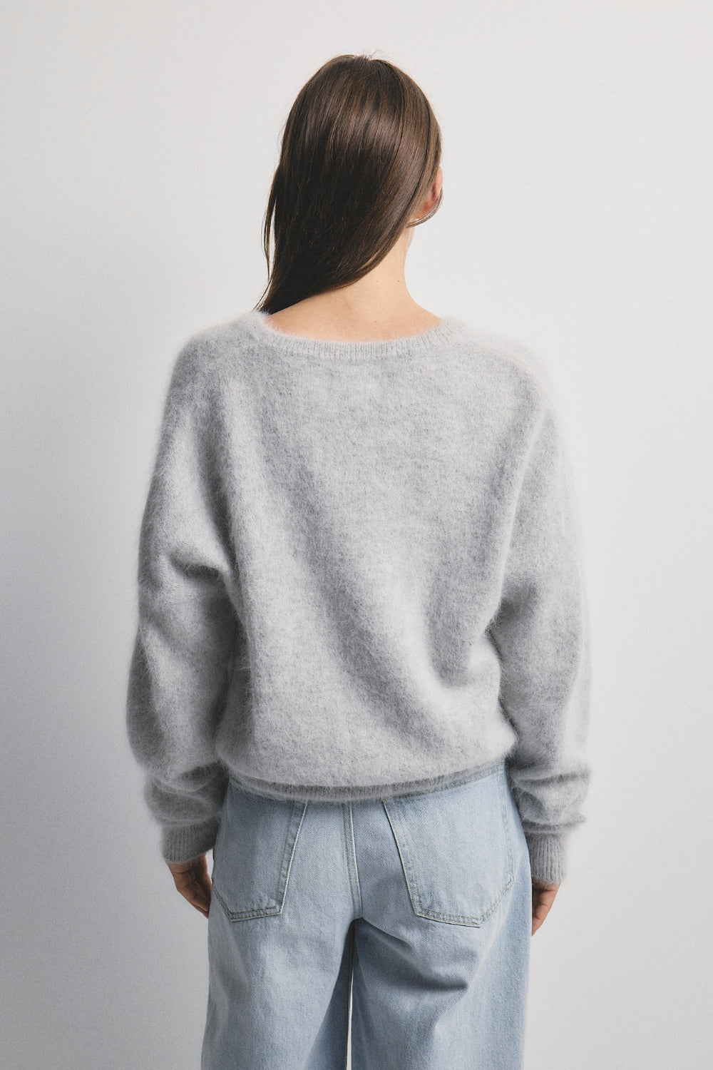 Frankie Cashmere Crew Cardigan - Light Grey