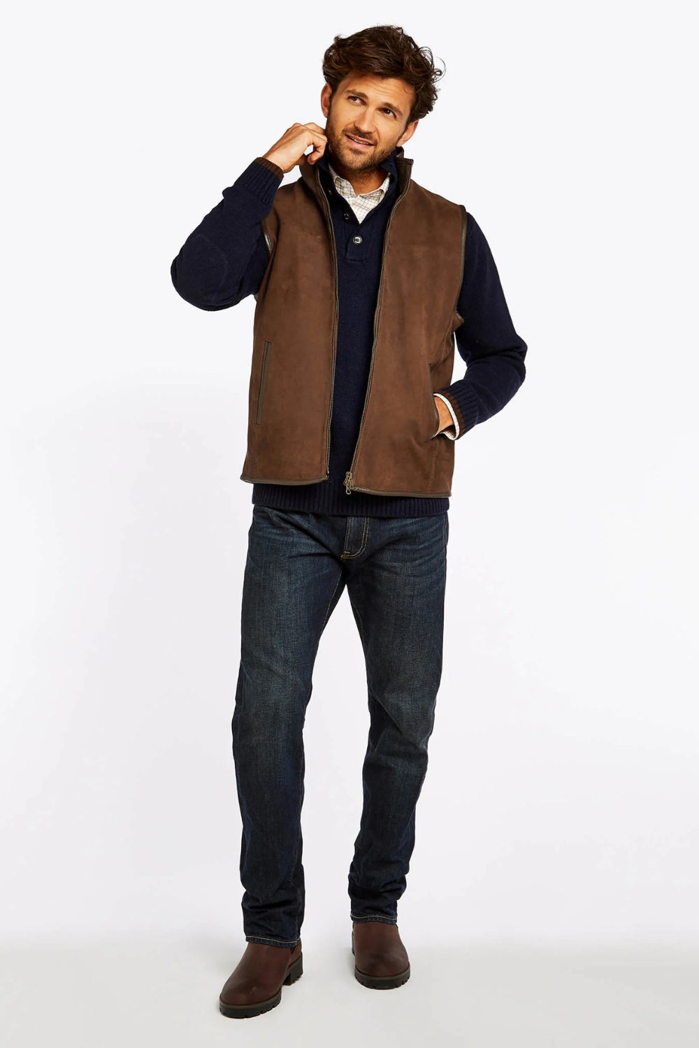 Dunhill Leather Gilet - Walnut