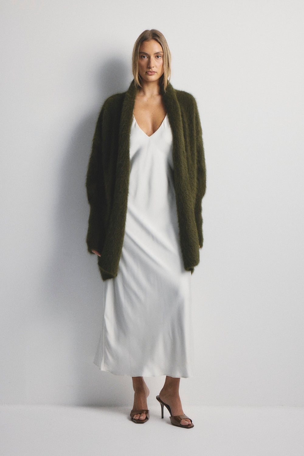 Sophia Open Cashmere Cardigan - Moss