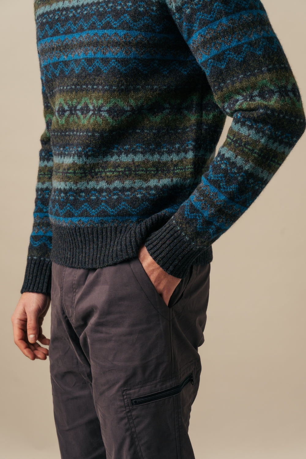 Brodie Fairisle Rib Sweater - Kingfisher