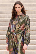 Bella Shirt - Green Flowers