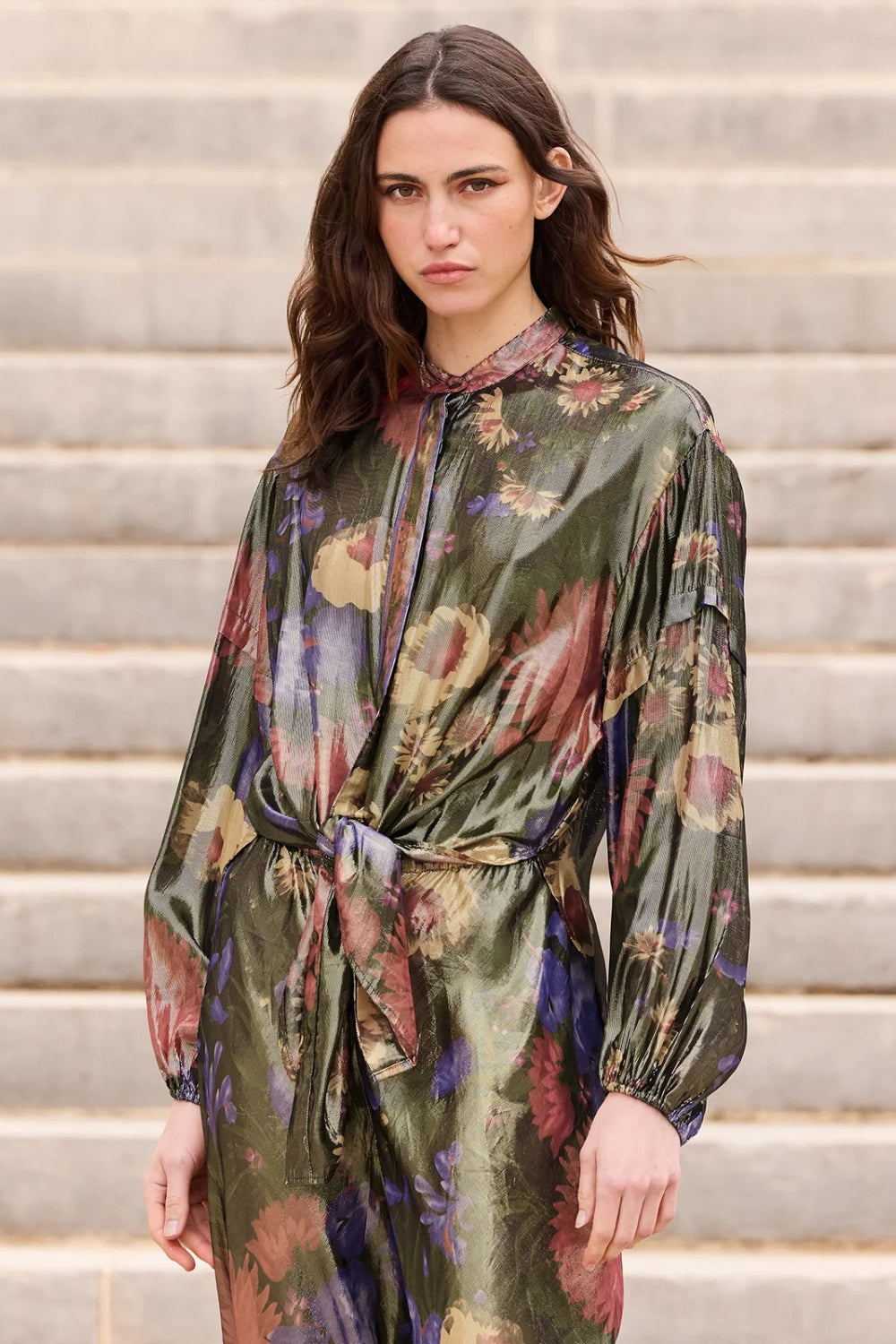 Bella Shirt - Green Flowers