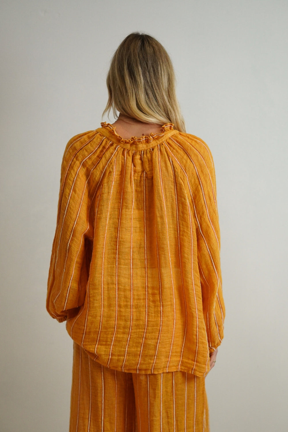 Sussana Top - Mustard & Velvet Stripe