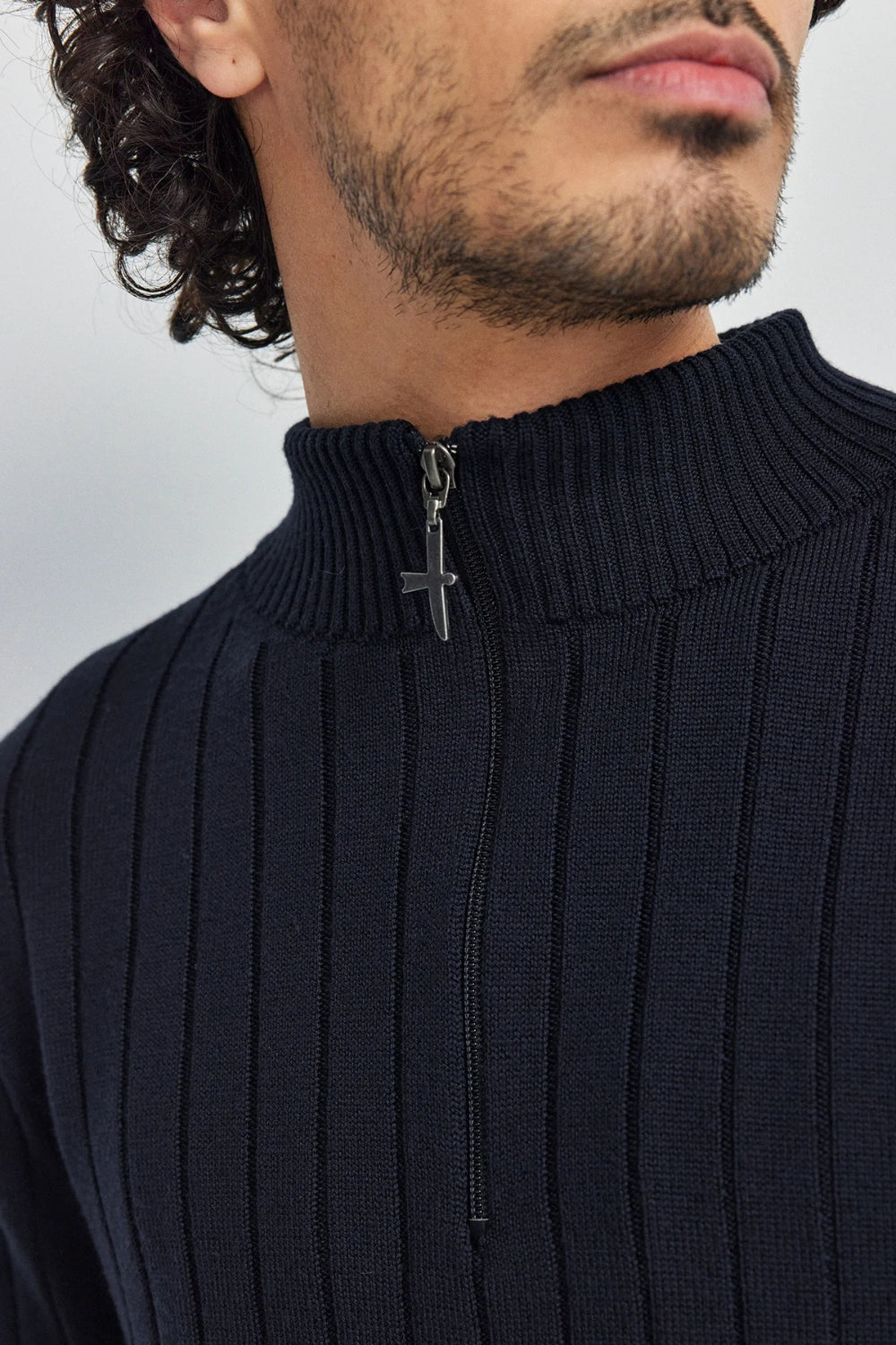 Finn Merino Zip Sweater - Deep Blue