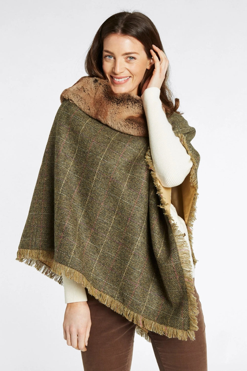 Silverfir Women's Tweed Poncho - Thistle