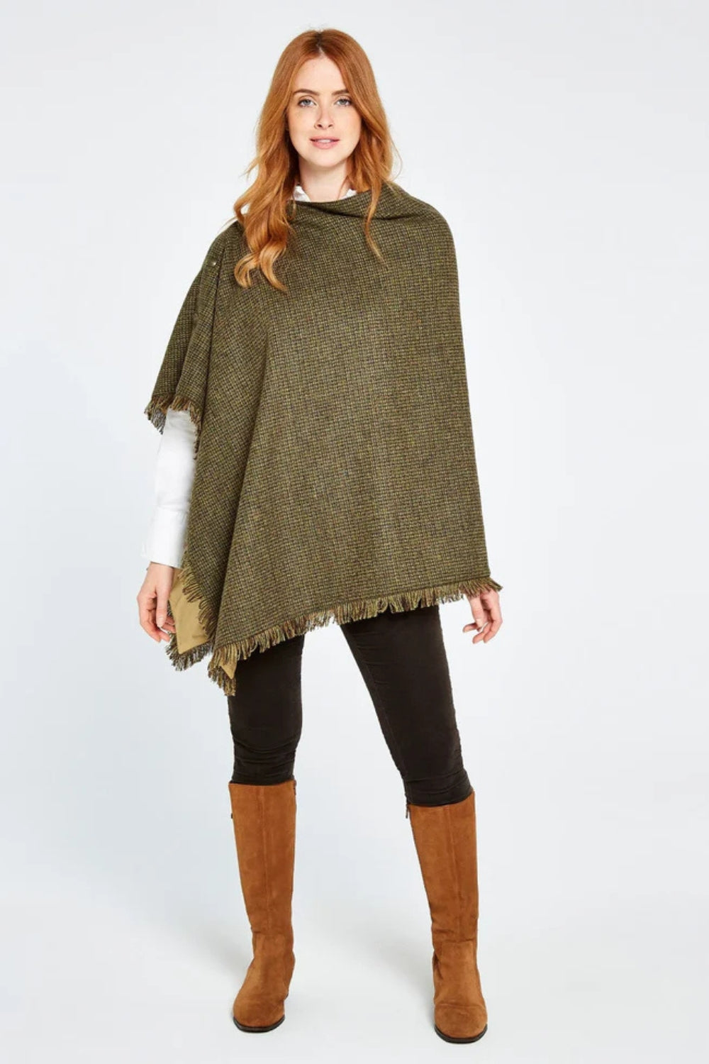 Hazelwood Tweed Poncho - Heath