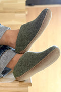 The Leather Slip On - Moss