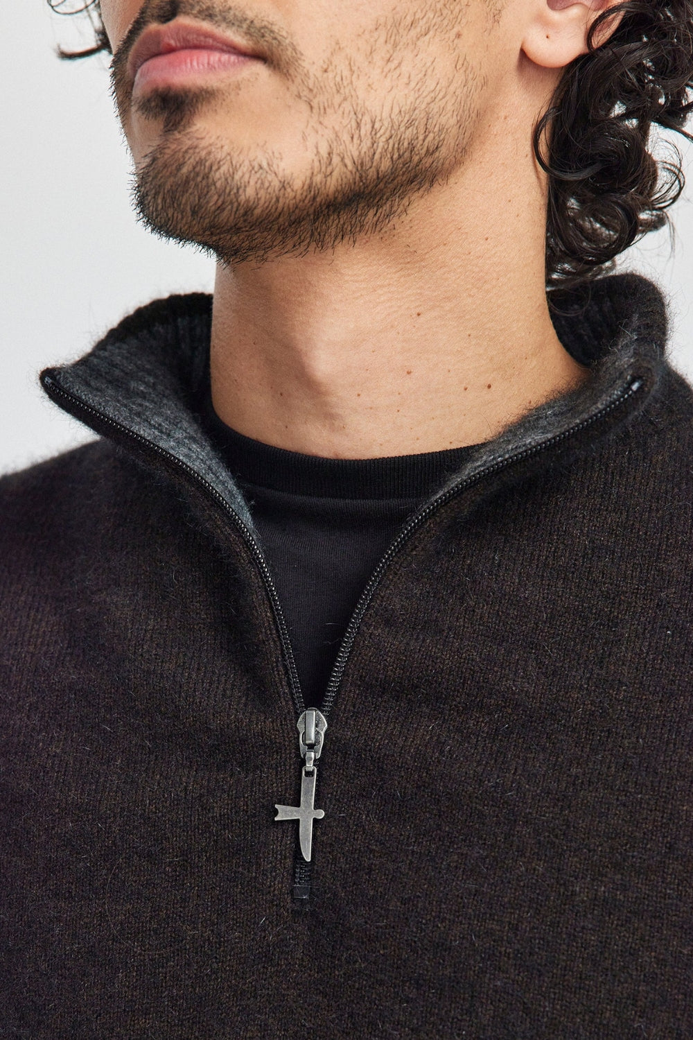 Men's Estuary Half Zip Sweater - Chocolate/Slate