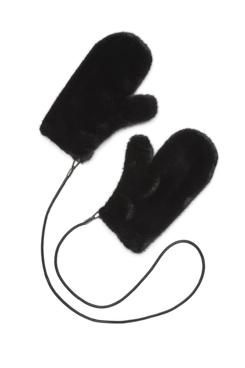 Faux Fur Mittens - Black