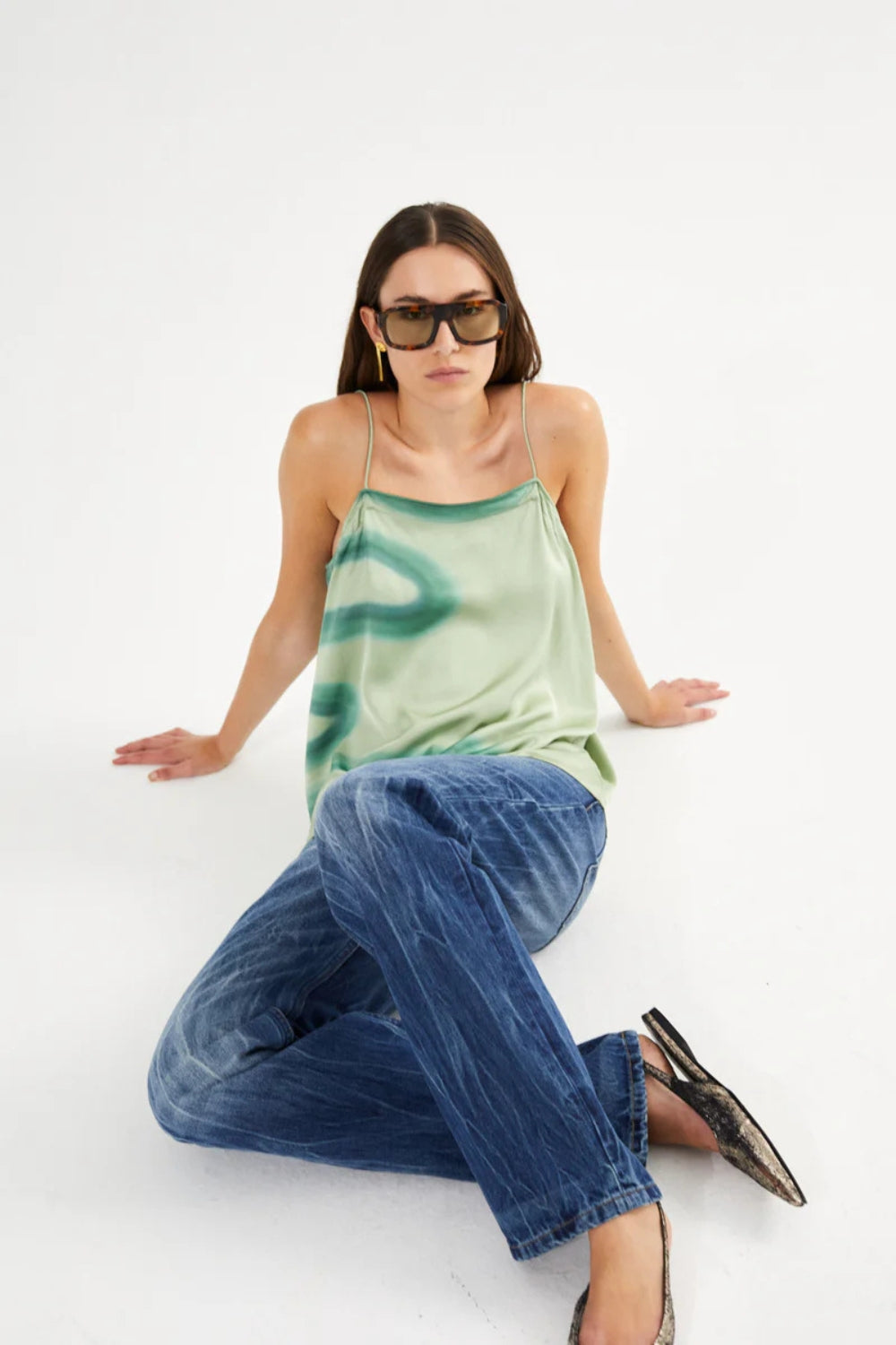 Karis Fluid Cami Top - Aloe Vera