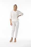 Cotton Gauze Button-through - White