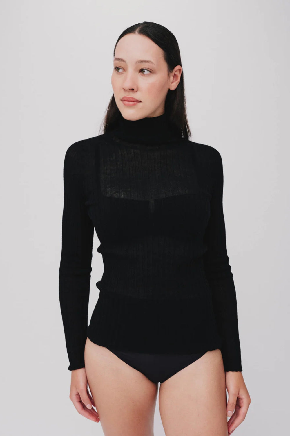 Merino Tulle Skivvy - Black